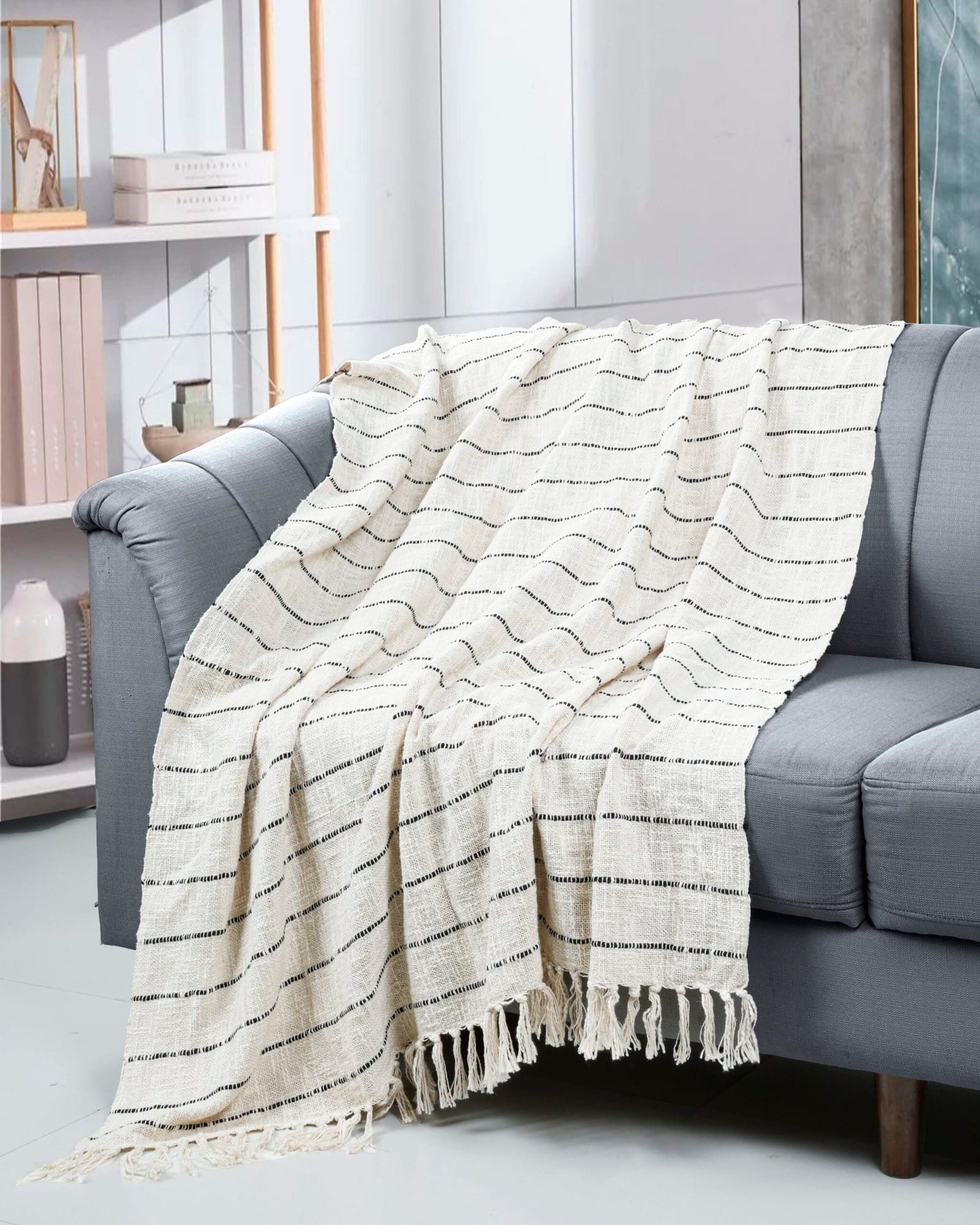 Premium All Season Black Cotton Throw