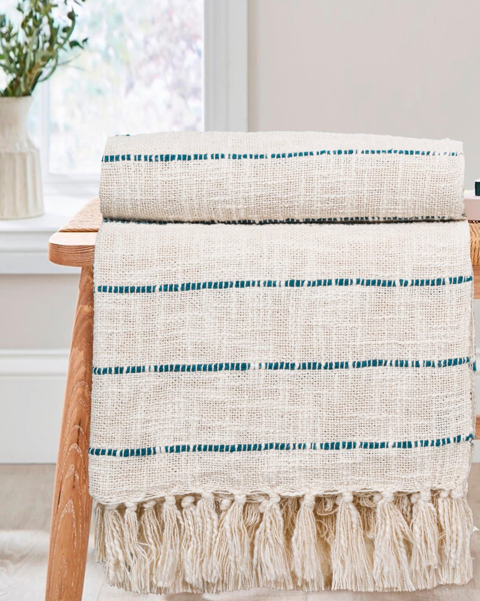 Premium All Season Teal-Green Cotton Throw - Image 5