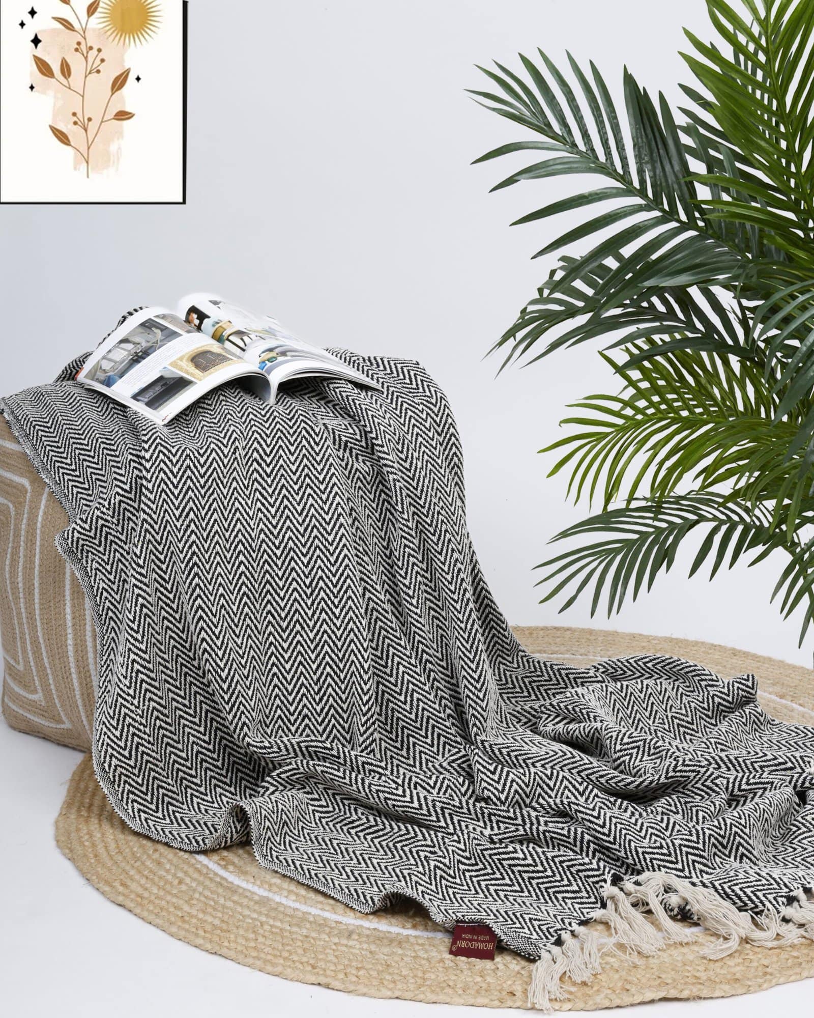 All Season Cotton Black Weaved Throw - Image 4