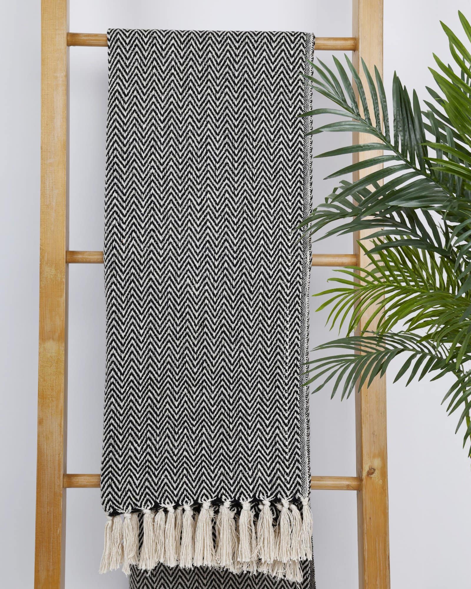 All Season Cotton Black Weaved Throw - Image 3