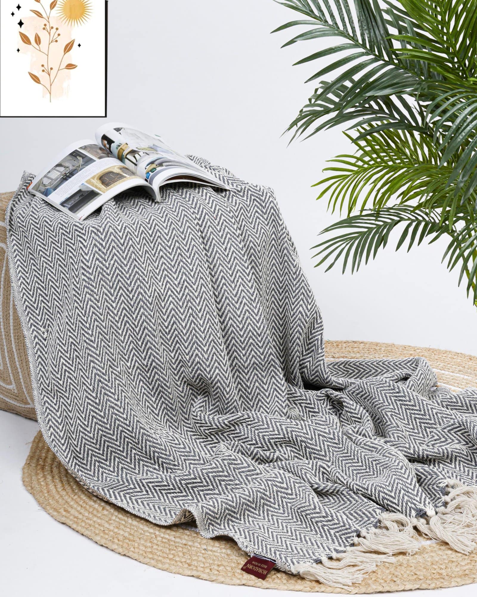All Season Cotton Grey Weaved Throw - Image 3