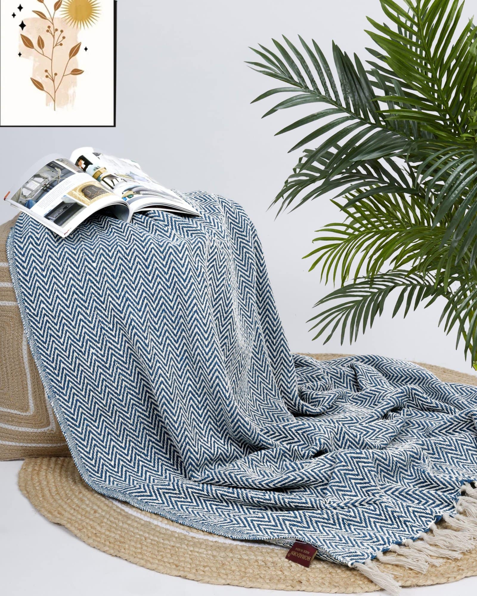 All Season Cotton Teal-Green Weaved Throw