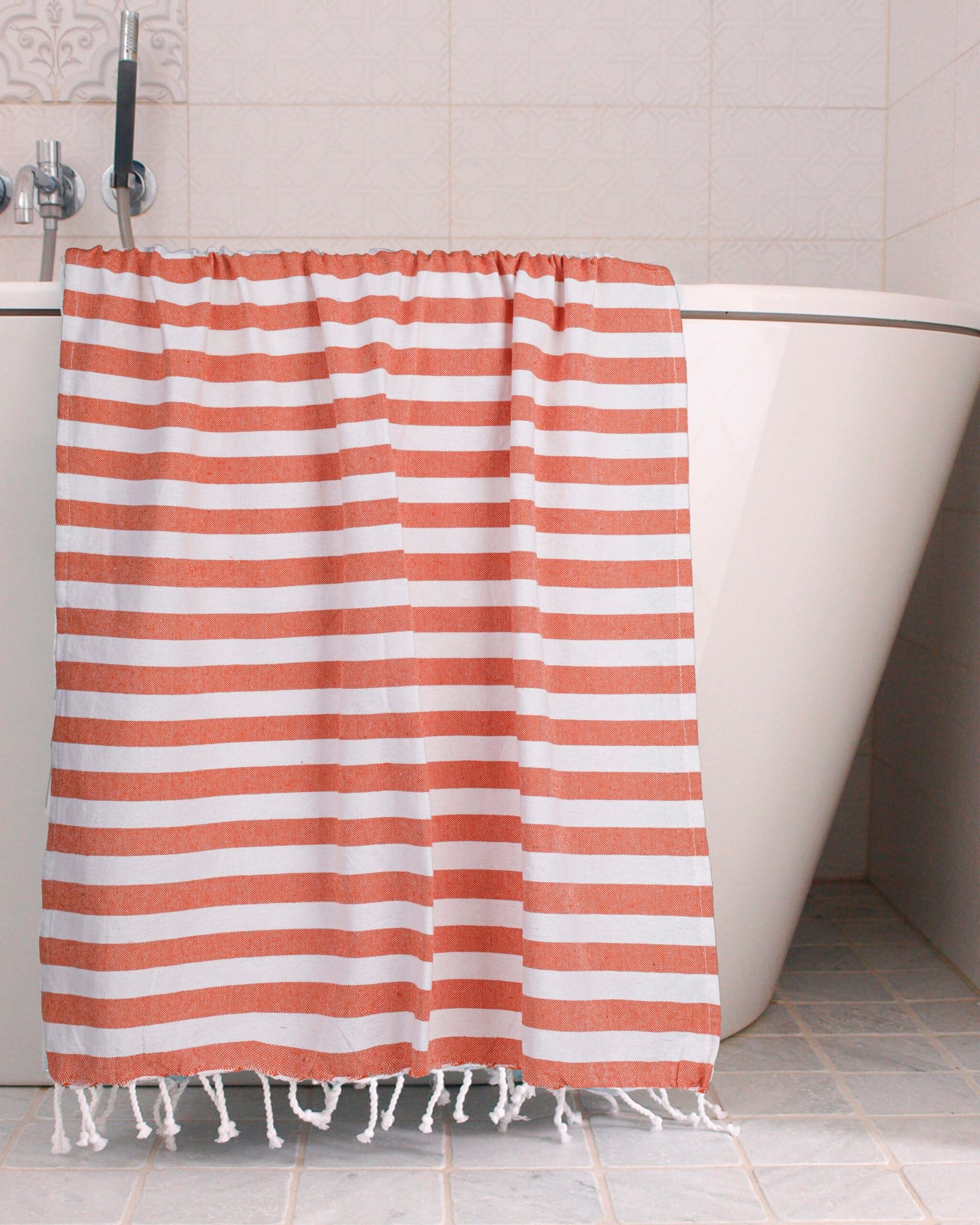 Orange Striped Bath Towel