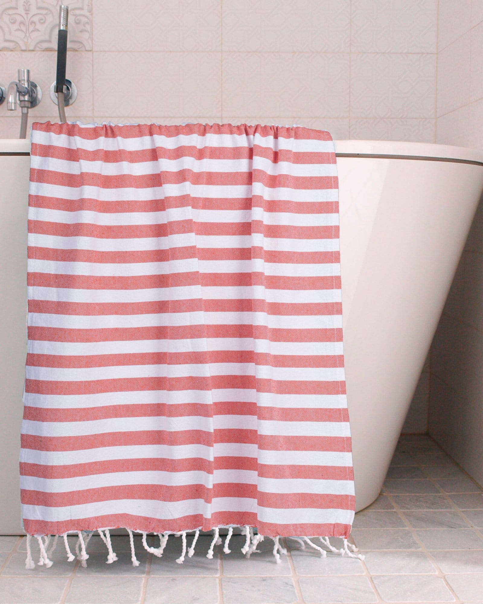 Peach Striped Bath Towel